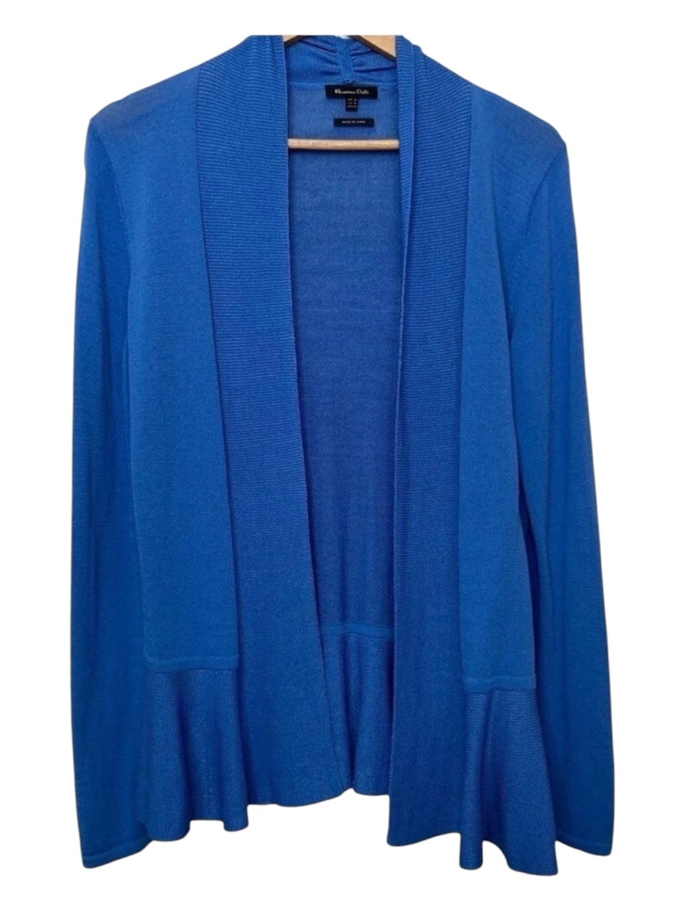 Massimo Dutti blue crochet wrap cardigan peplum sweater long sleeves medium